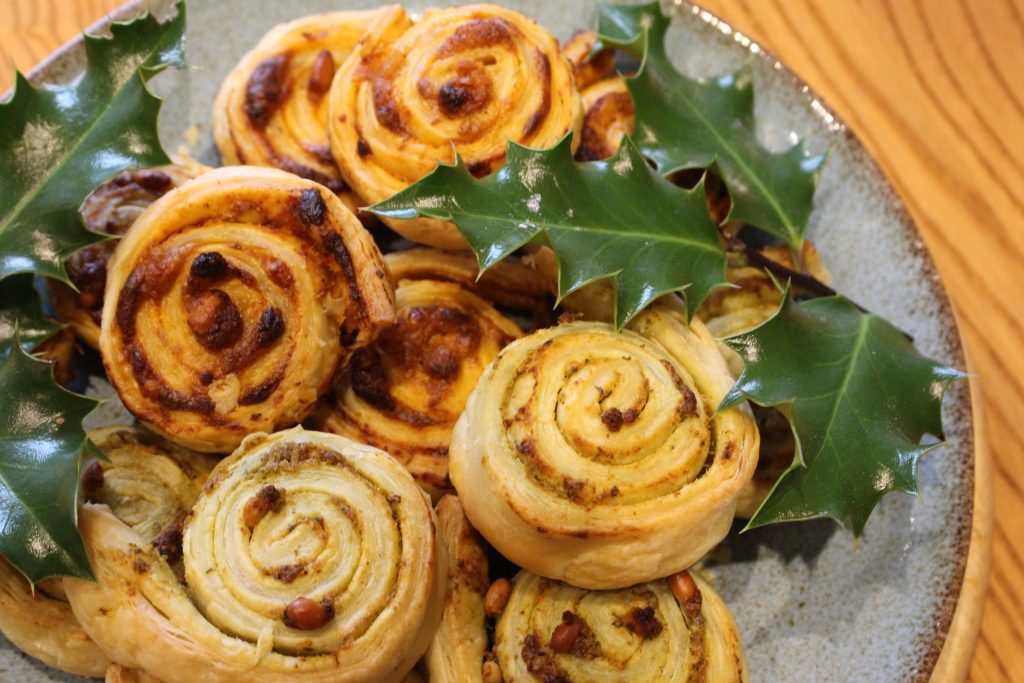 Red and Green Pesto Pinwheels